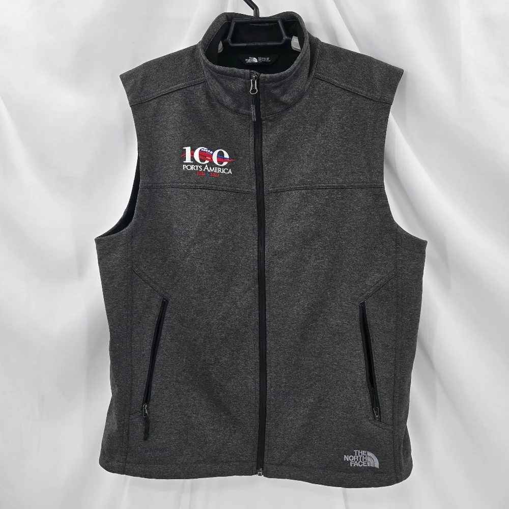 The North Face Windwall Fleece Vest Men's L Heather Gray Ports America Logo Poly